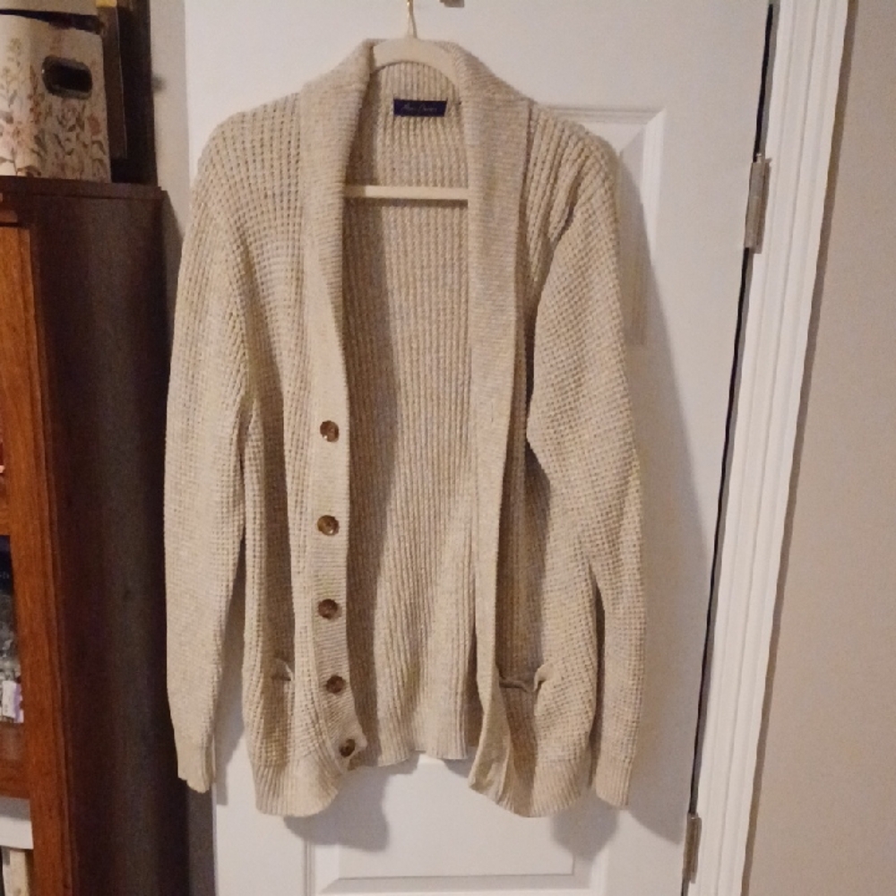 Alan Flusser Cream Knit Cardigan